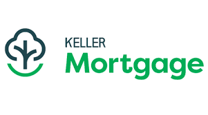 blue and green keller mortgage logo with tree on the left hand side of the logo